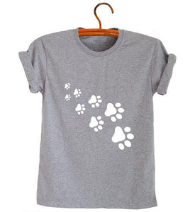 cat paws print Women tshirt Cotton Casual Funny t shirt For Lady Top Tee Hipster gray black white Drop Ship Z-326