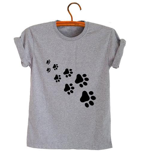 cat paws print Women tshirt Cotton Casual Funny t shirt For Lady Top Tee Hipster gray black white Drop Ship Z-326