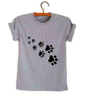 cat paws print Women tshirt Cotton Casual Funny t shirt For Lady Top Tee Hipster gray black white Drop Ship Z-326