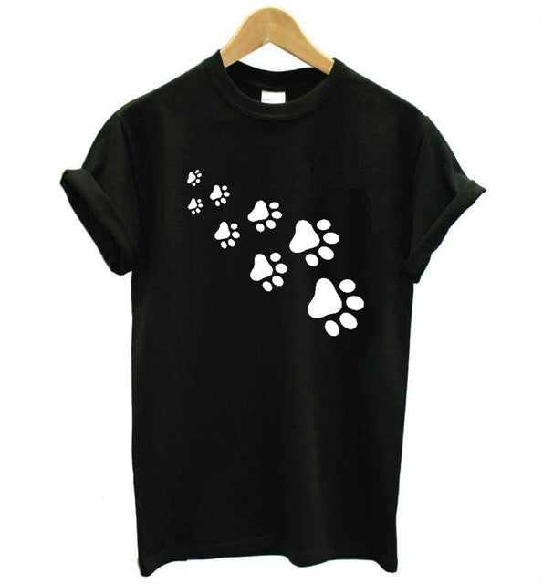 cat paws print Women tshirt Cotton Casual Funny t shirt For Lady Top Tee Hipster gray black white Drop Ship Z-326