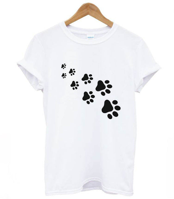 cat paws print Women tshirt Cotton Casual Funny t shirt For Lady Top Tee Hipster gray black white Drop Ship Z-326