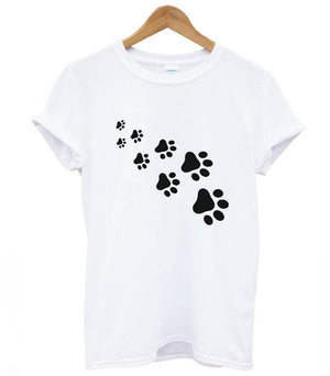 cat paws print Women tshirt Cotton Casual Funny t shirt For Lady Top Tee Hipster gray black white Drop Ship Z-326