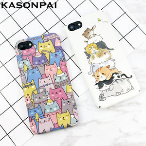 KASONPAI Cute Cartoon Cat Cases For iphone 6 7 Newest Fashion animal Cat Phone Cases For iphone 6S 7 7Plus Full protection Cover