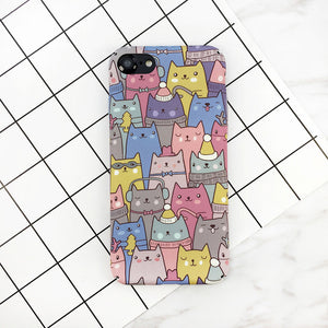 KASONPAI Cute Cartoon Cat Cases For iphone 6 7 Newest Fashion animal Cat Phone Cases For iphone 6S 7 7Plus Full protection Cover