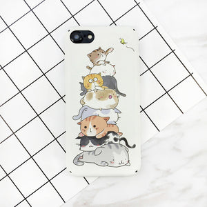 KASONPAI Cute Cartoon Cat Cases For iphone 6 7 Newest Fashion animal Cat Phone Cases For iphone 6S 7 7Plus Full protection Cover