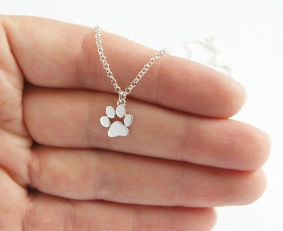 LANGHONG 1pcs Silver Choker Necklace Women Cats and Dogs Paws Print