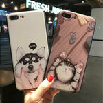 Cute Cat  Fashion 3D Soft TPU Relief Phone Case For iPhone 6 Plus Back Case For iPhone 6 6S 7 Plus