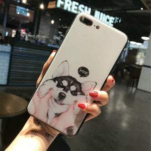 Cute Cat  Fashion 3D Soft TPU Relief Phone Case For iPhone 6 Plus Back Case For iPhone 6 6S 7 Plus