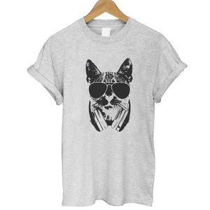 2017 Brand 100% Summer Harajuku Animal 3D DJ Cat Print Shirt O-Neck Short Sleeve T Shirt Women Tops Best Friend Girls T-shirt