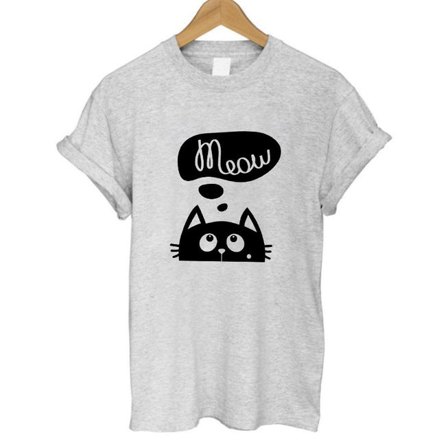 2017 Brand 100% Summer Harajuku Animal 3D DJ Cat Print Shirt O-Neck Short Sleeve T Shirt Women Tops Best Friend Girls T-shirt