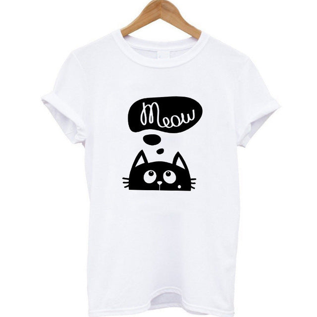 2017 Brand 100% Summer Harajuku Animal 3D DJ Cat Print Shirt O-Neck Short Sleeve T Shirt Women Tops Best Friend Girls T-shirt