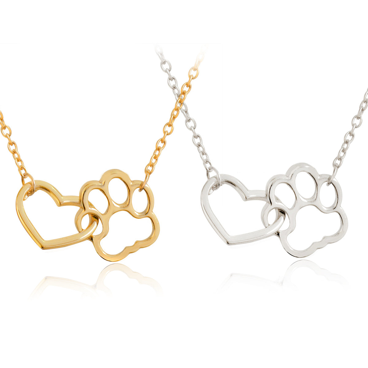 Hollow Pet Paw Footprint Necklaces Shellhard Cute Animal Dog Cat Love Heart Pendant Necklace For Women Girls Jewelry Necklace