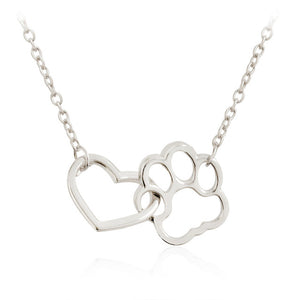 Hollow Pet Paw Footprint Necklaces Shellhard Cute Animal Dog Cat Love Heart Pendant Necklace For Women Girls Jewelry Necklace