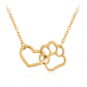 Hollow Pet Paw Footprint Necklaces Shellhard Cute Animal Dog Cat Love Heart Pendant Necklace For Women Girls Jewelry Necklace