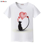 BGtomato Black cat pink love t-shirt women love story Literature and art shirts Good quality brand clothes casual tops