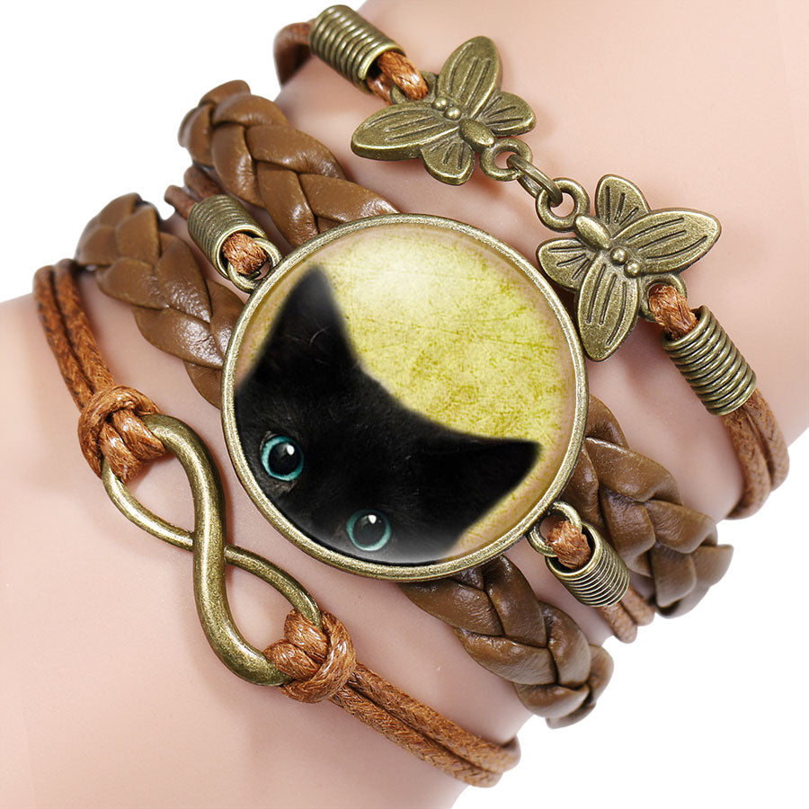 NingXiang Fashion Black Cat Bracelets Bangles For Women