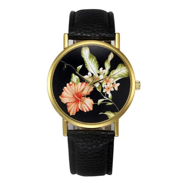 free shipping  Women Flower Pattern Casual  Watches  Ladies Quartz-watch