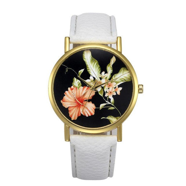 free shipping  Women Flower Pattern Casual  Watches  Ladies Quartz-watch