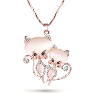 Bonsny Cat Necklace Long Pendant  Brand Crystal Chain New 2015 Zinc Alloy Girl Women Fashion Jewelry Statement Accessories