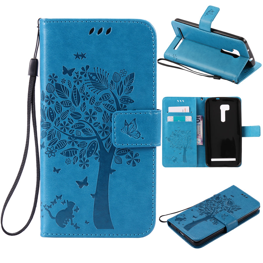 For coque Asus Zenfone GO ZB452KG 4.5 inch case For Fundas Asus ZB452KG phone cases Tree Cat Magnet Flip Cover Leather Case