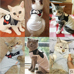NEW Cat Shirt Pet Cat Clothes Sleeveless Light Breathable Stripe Cute Cat Vest  Summer Pet T-Shirt Sphinx Cat Clothes XS S M L
