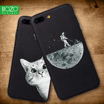 Case For iphone 6 6s 6plus 7plus Space Moon Sun Flower Math English Words Cute Cats Pandas Animal black Phone Cases Cover