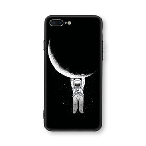 Case For iphone 6 6s 6plus 7plus Space Moon Sun Flower Math English Words Cute Cats Pandas Animal black Phone Cases Cover