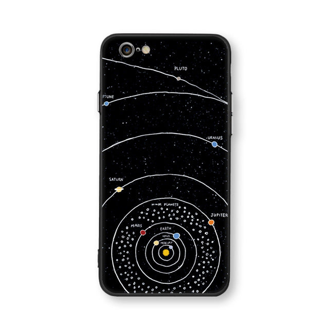 Case For iphone 6 6s 6plus 7plus Space Moon Sun Flower Math English Words Cute Cats Pandas Animal black Phone Cases Cover