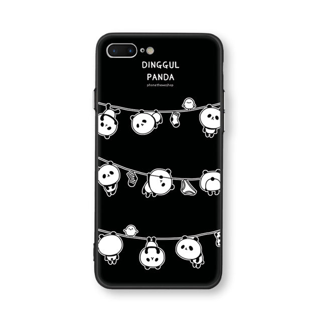 Case For iphone 6 6s 6plus 7plus Space Moon Sun Flower Math English Words Cute Cats Pandas Animal black Phone Cases Cover