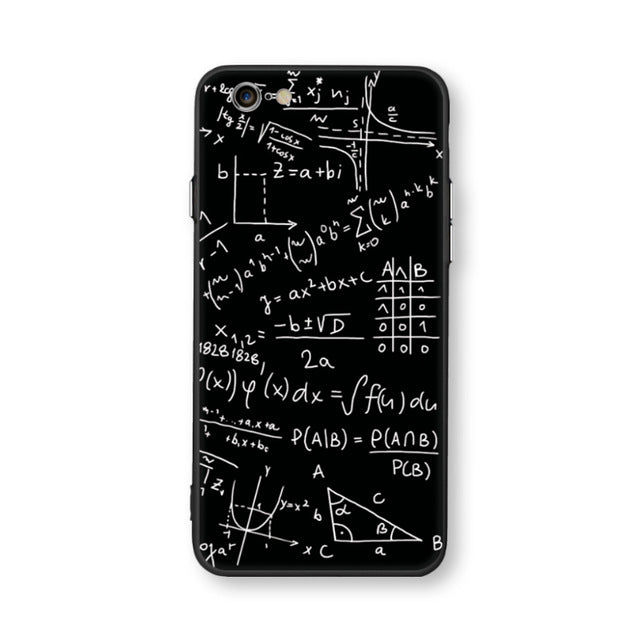 Case For iphone 6 6s 6plus 7plus Space Moon Sun Flower Math English Words Cute Cats Pandas Animal black Phone Cases Cover
