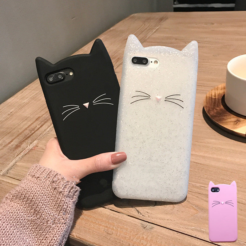 Fashion Cute Bearded Cartoon Cat Phone Case For for iPhone 7 8 6 6s Plus Shockproof TPU Soft Silicone Cover for iphone6 5 5S SE