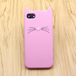Fashion Cute Bearded Cartoon Cat Phone Case For for iPhone 7 8 6 6s Plus Shockproof TPU Soft Silicone Cover for iphone6 5 5S SE