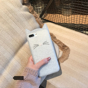 Fashion Cute Bearded Cartoon Cat Phone Case For for iPhone 7 8 6 6s Plus Shockproof TPU Soft Silicone Cover for iphone6 5 5S SE