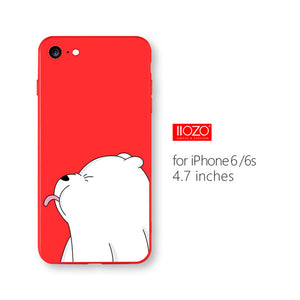 IIOZO Ultra Thin Red Case For iphone 6 6s plus Cute Bear Flower Fairy Cat Phone Cases Back Full Cover for iphone 6 Shell Bag