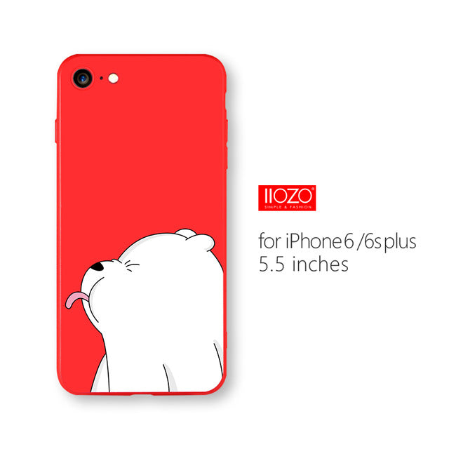 IIOZO Ultra Thin Red Case For iphone 6 6s plus Cute Bear Flower Fairy Cat Phone Cases Back Full Cover for iphone 6 Shell Bag