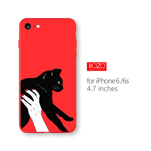 IIOZO Ultra Thin Red Case For iphone 6 6s plus Cute Bear Flower Fairy Cat Phone Cases Back Full Cover for iphone 6 Shell Bag