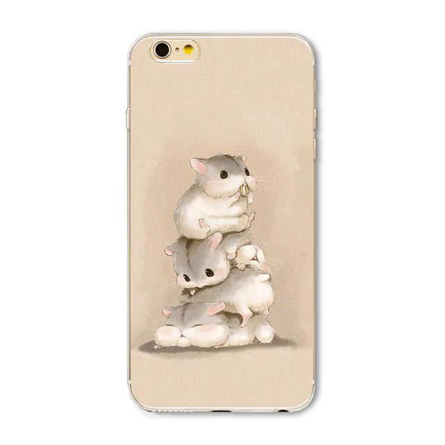 super cute For iPhone 6 6s Case Fashion Luxury Ultra Thin Funny Hamster Cat Dog Back Cover for Apple iPhone