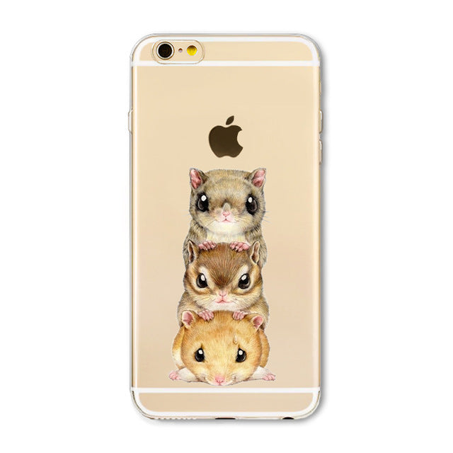 super cute For iPhone 6 6s Case Fashion Luxury Ultra Thin Funny Hamster Cat Dog Back Cover for Apple iPhone