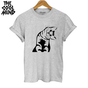 THE COOLMIND  harajuku cat printed women T shirt 100% cotton short sleeve women T-shirt 2017