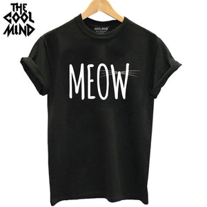 THE COOLMIND  harajuku cat printed women T shirt 100% cotton short sleeve women T-shirt 2017