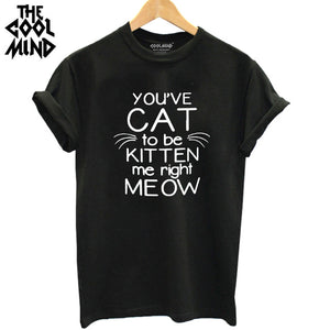 THE COOLMIND  harajuku cat printed women T shirt 100% cotton short sleeve women T-shirt 2017