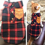 Winter Cat Clothes Plaid Cat Coat Jacket