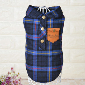 Winter Cat Clothes Plaid Cat Coat Jacket