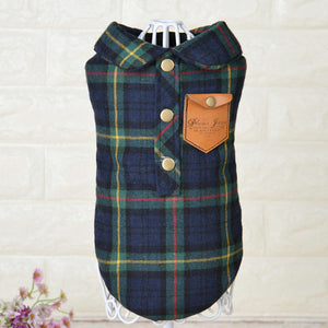 Winter Cat Clothes Plaid Cat Coat Jacket