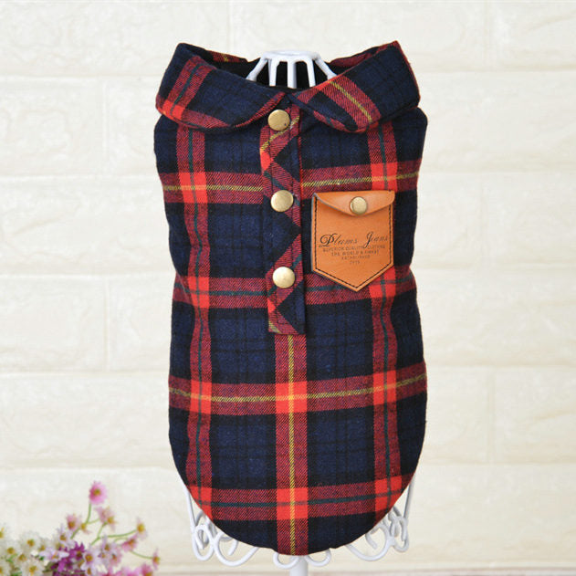 Winter Cat Clothes Plaid Cat Coat Jacket