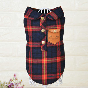 Winter Cat Clothes Plaid Cat Coat Jacket