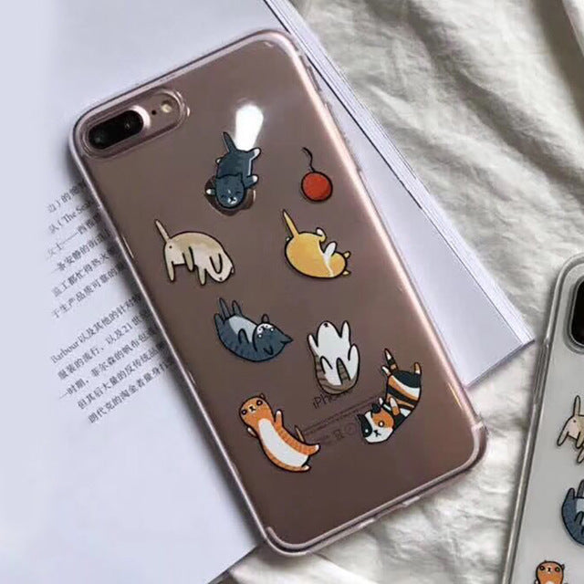 Lovely Cartoon Cat Phone Case For iphone X Case For iphone 6 6S 7 8 Plus Cover Ultra thin Soft TPU Clear Cases For iphoneX