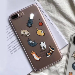 Lovely Cartoon Cat Phone Case For iphone X Case For iphone 6 6S 7 8 Plus Cover Ultra thin Soft TPU Clear Cases For iphoneX