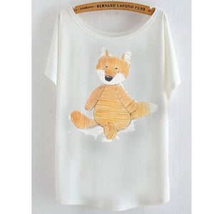 2017 newest batwing sleeve t shirt cotton t-shirt Women big size t shirt Cat/Rabbit/Perfume bottles