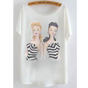 2017 newest batwing sleeve t shirt cotton t-shirt Women big size t shirt Cat/Rabbit/Perfume bottles